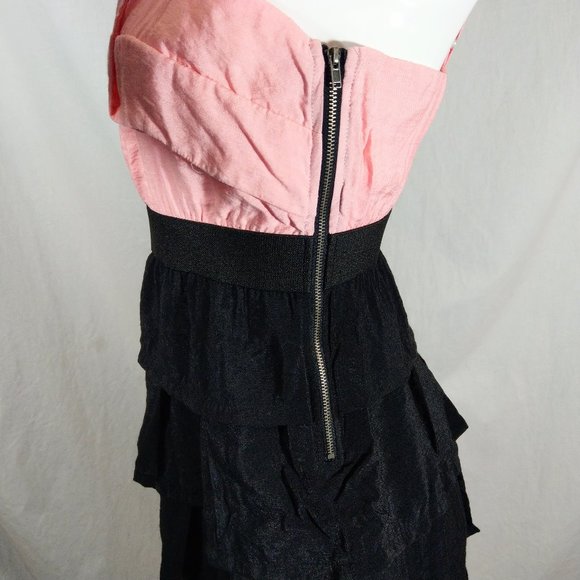 NWT Ya Los Angeles Pink Black Ruffly Tiered Mini - Picture 5 of 7